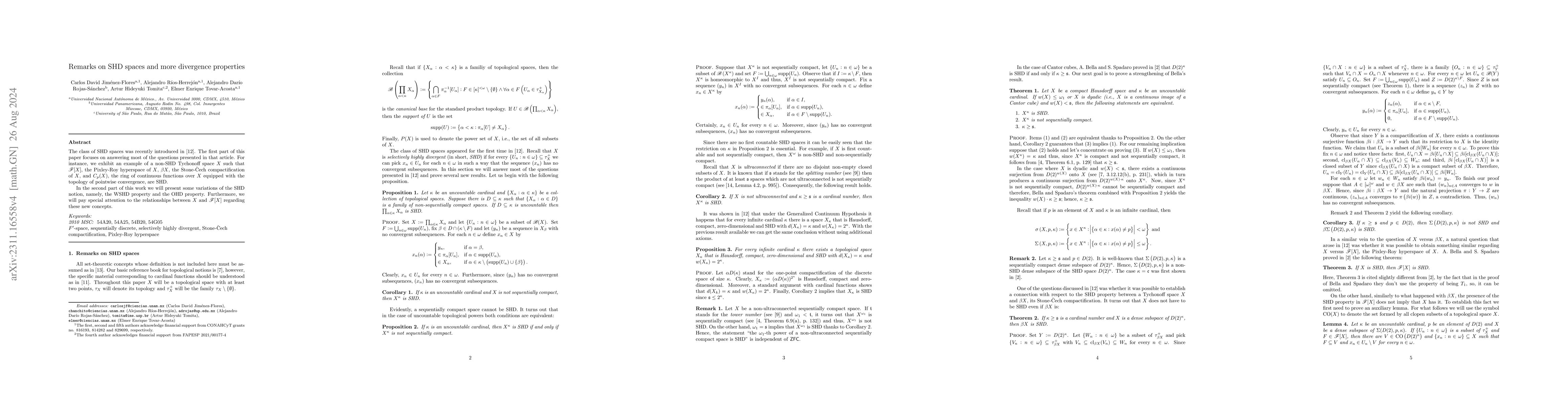 Thumbnail for Remarks on SHD spaces and more divergence properties
