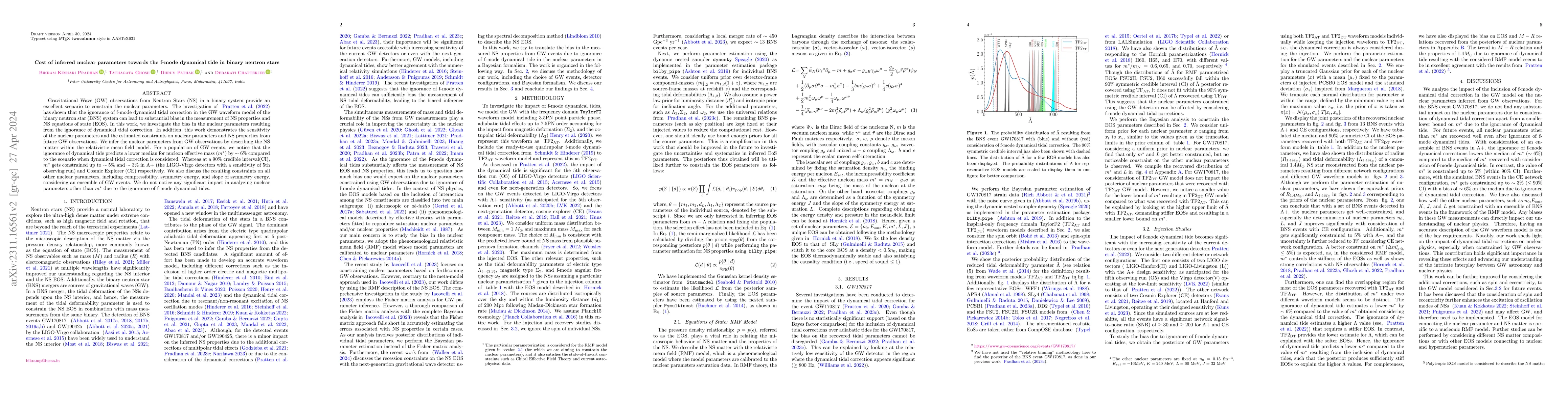Thumbnail for Cost of inferred nuclear parameters towards the f-mode dynamical tide in
  binary neutron stars