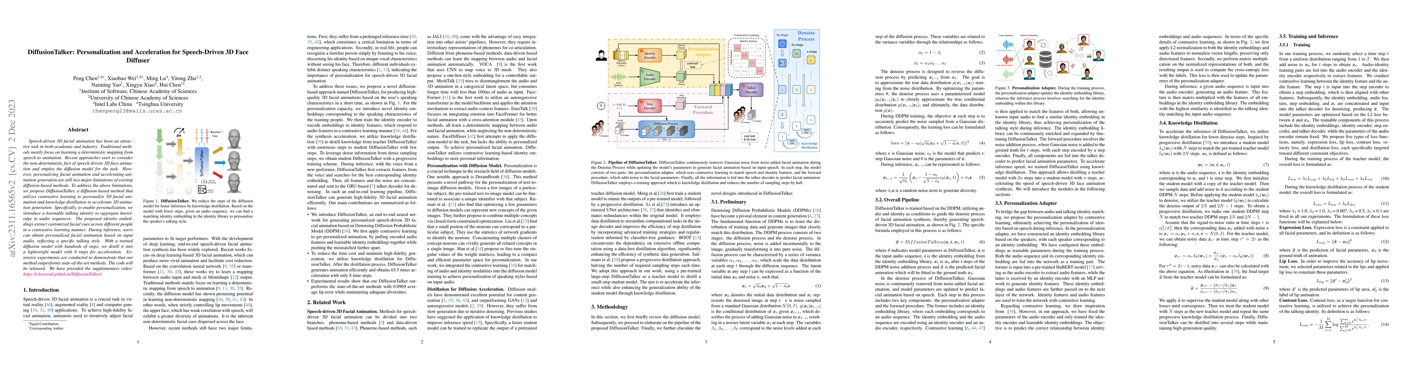 Thumbnail for DiffusionTalker: Personalization and Acceleration for Speech-Driven 3D
  Face Diffuser