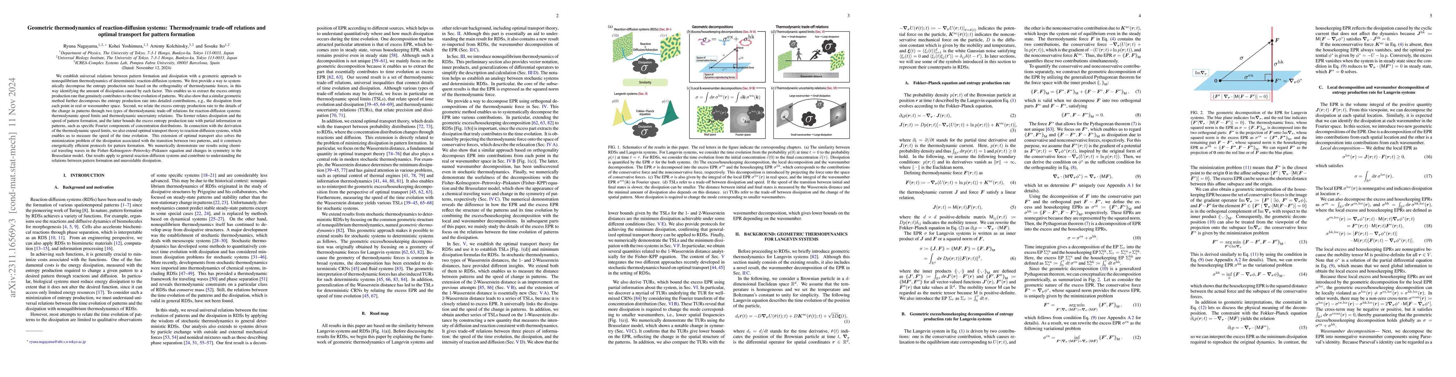 Thumbnail for Geometric thermodynamics of reaction-diffusion systems: Thermodynamic
  trade-off relations and optimal transport for pattern formation