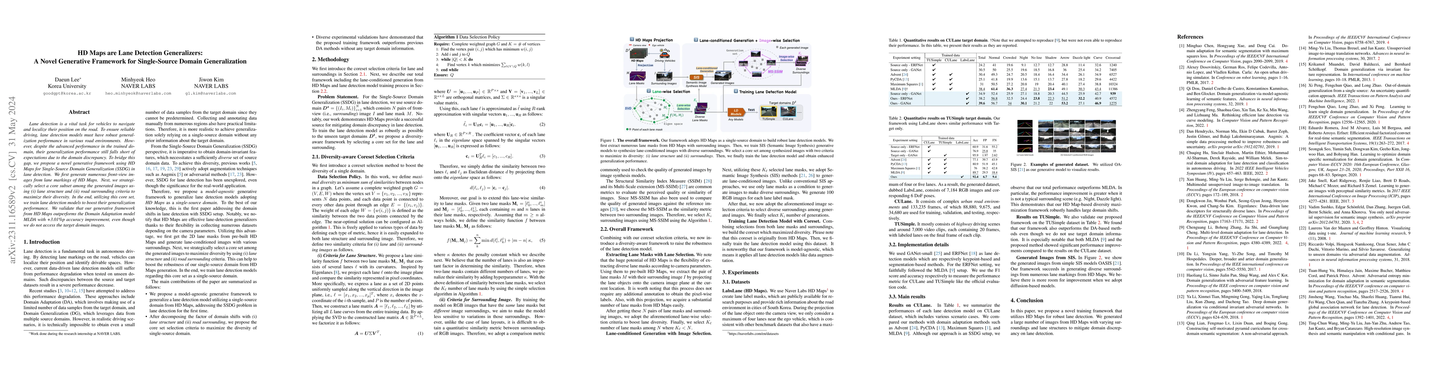 Thumbnail for HD Maps are Lane Detection Generalizers: A Novel Generative Framework
  for Single-Source Domain Generalization