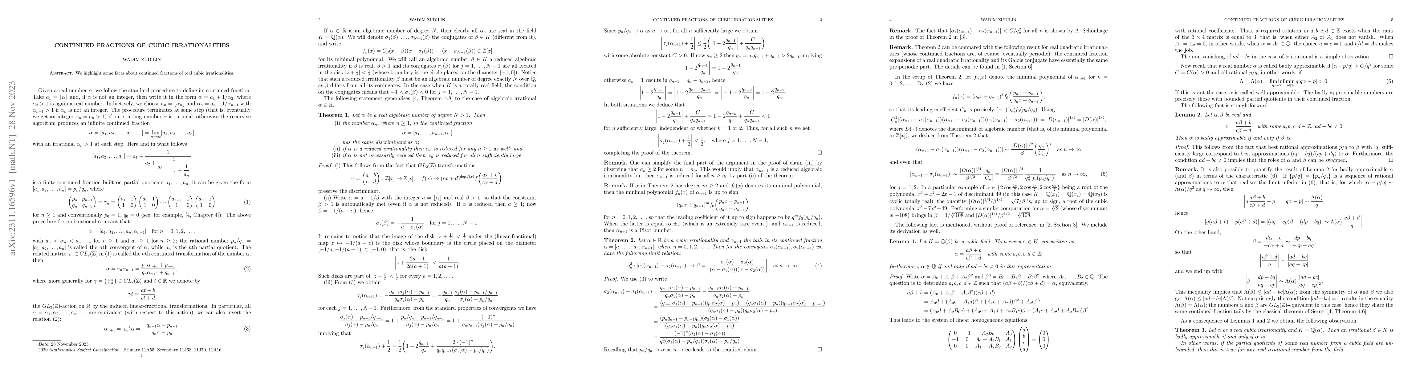Thumbnail for Continued fractions of cubic irrationalities