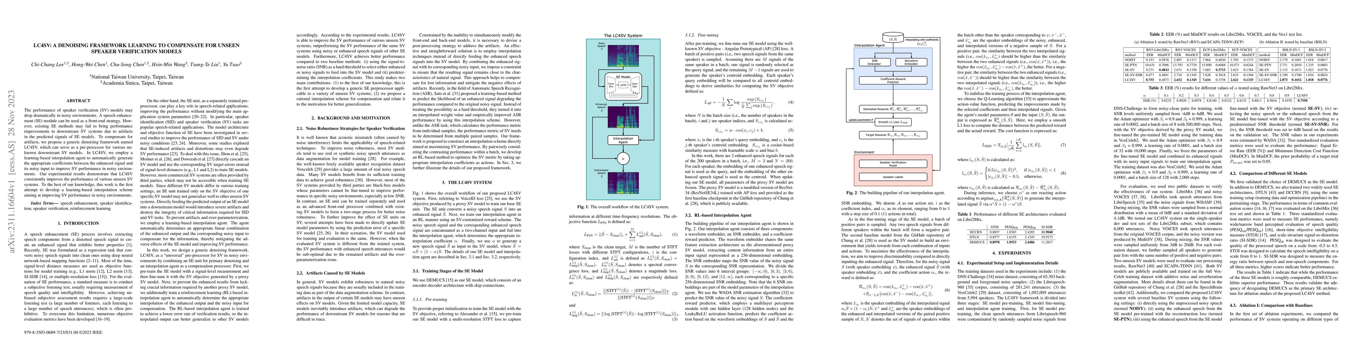 Thumbnail for LC4SV: A Denoising Framework Learning to Compensate for Unseen Speaker
  Verification Models
