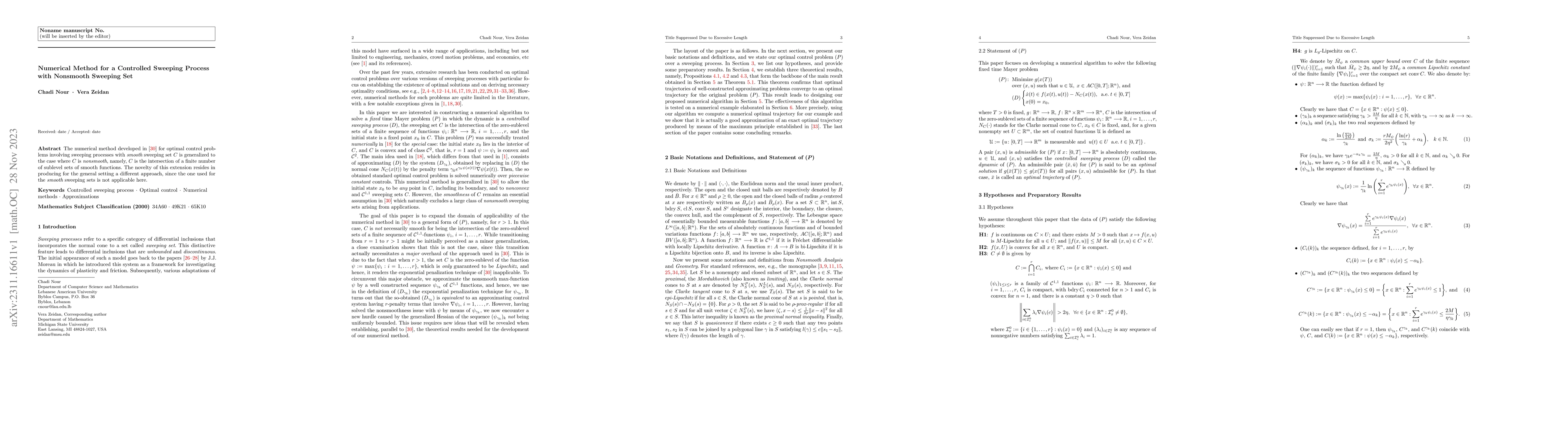 Thumbnail for Numerical Method for a Controlled Sweeping Process with Nonsmooth
  Sweeping Set