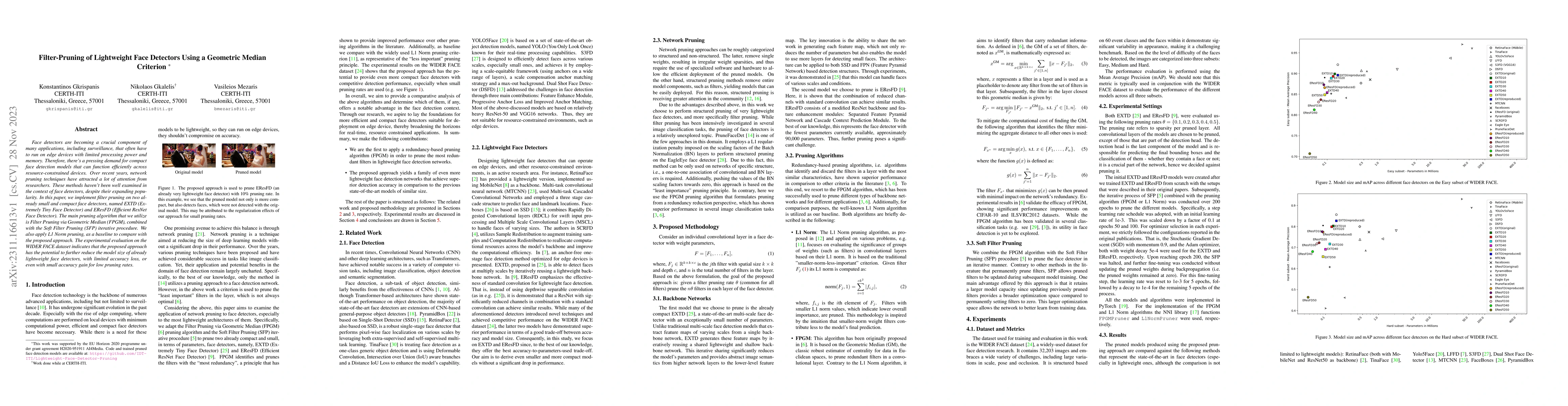 Thumbnail for Filter-Pruning of Lightweight Face Detectors Using a Geometric Median
  Criterion