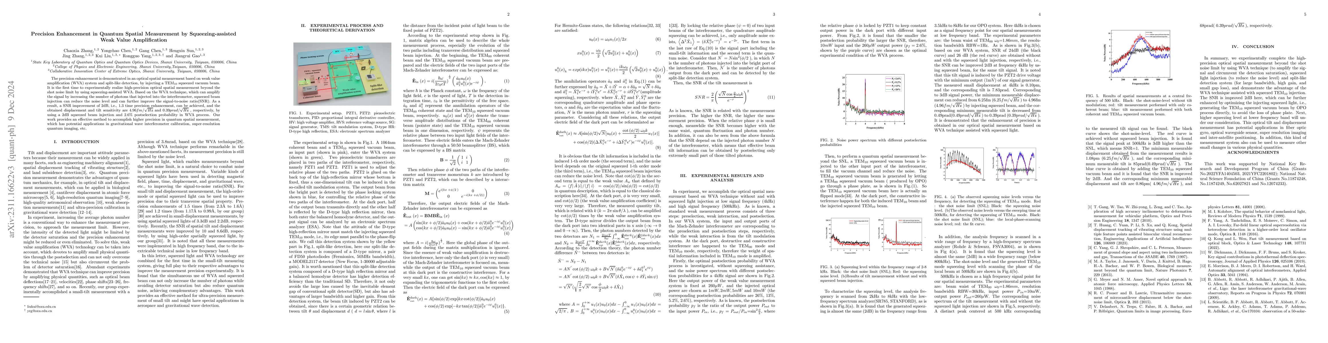 Thumbnail for Precision Enhancement in Spatial Measurement by Introducing Squeezed
  Light into Weak Value Amplification