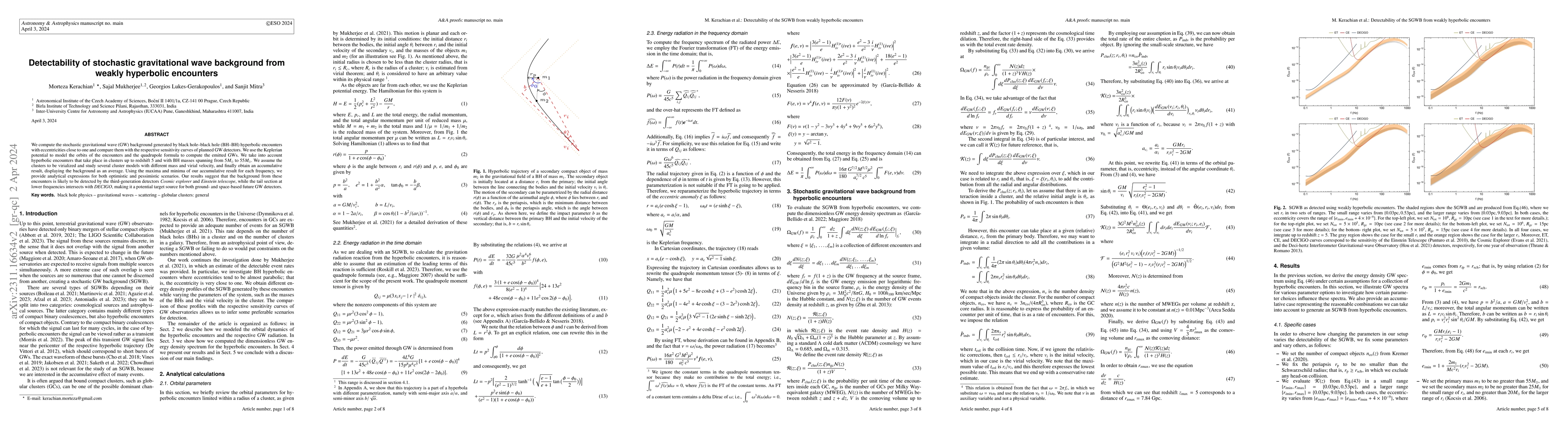 Thumbnail for Detectability of stochastic gravitational wave background from weakly
  hyperbolic encounters