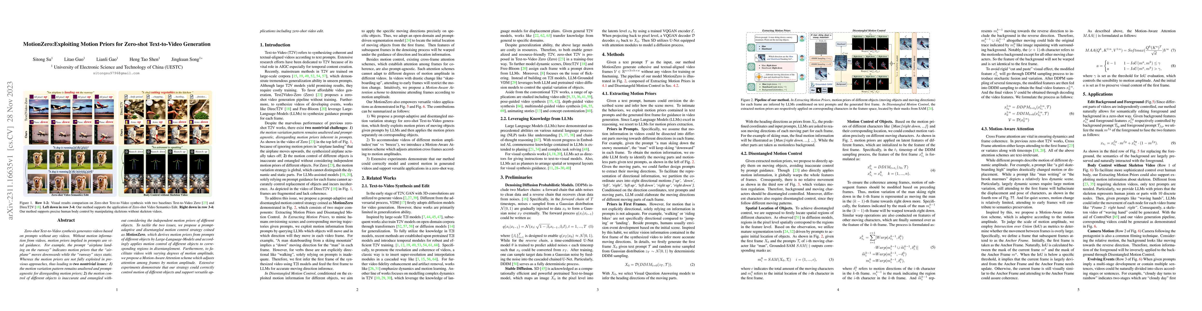 Thumbnail for MotionZero:Exploiting Motion Priors for Zero-shot Text-to-Video
  Generation
