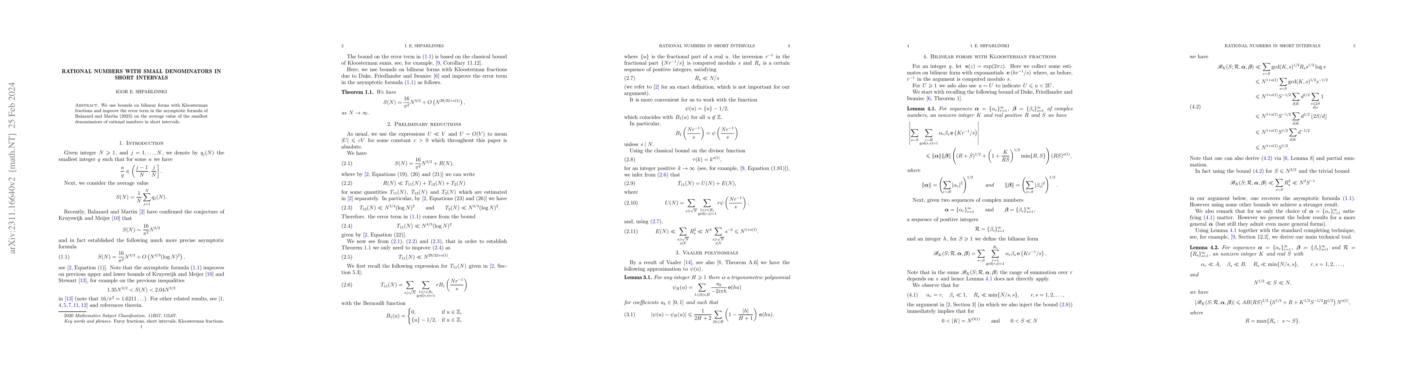 Thumbnail for Rational numbers with small denominators in short intervals