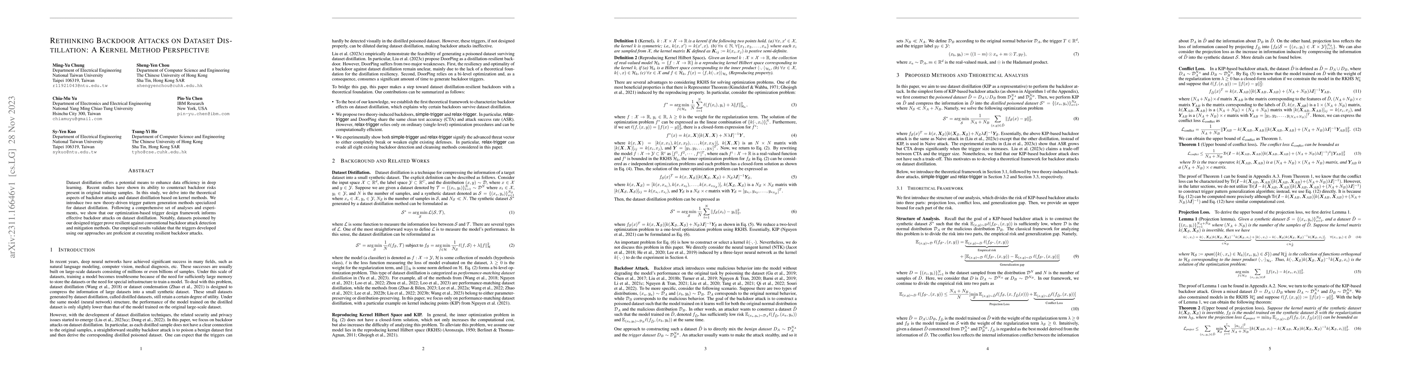 Thumbnail for Rethinking Backdoor Attacks on Dataset Distillation: A Kernel Method
  Perspective