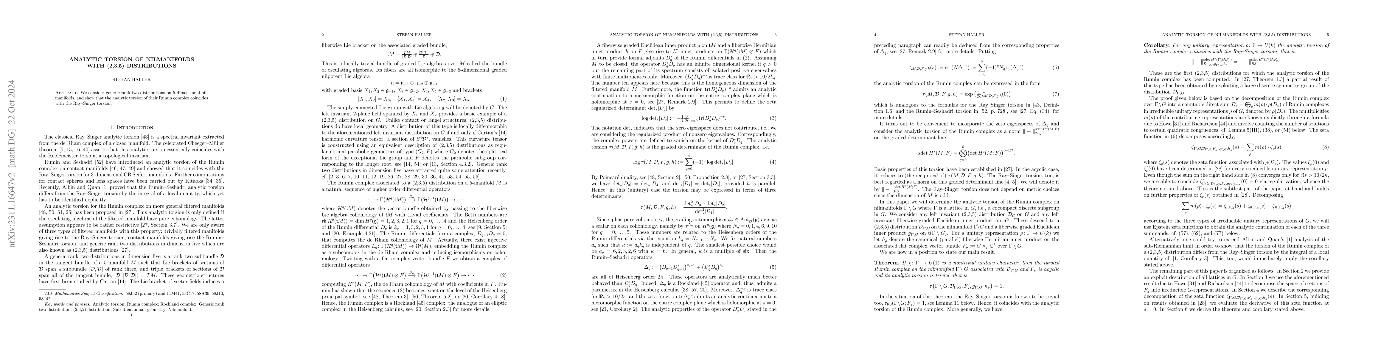 Thumbnail for Analytic torsion of nilmanifolds with (2,3,5) distributions