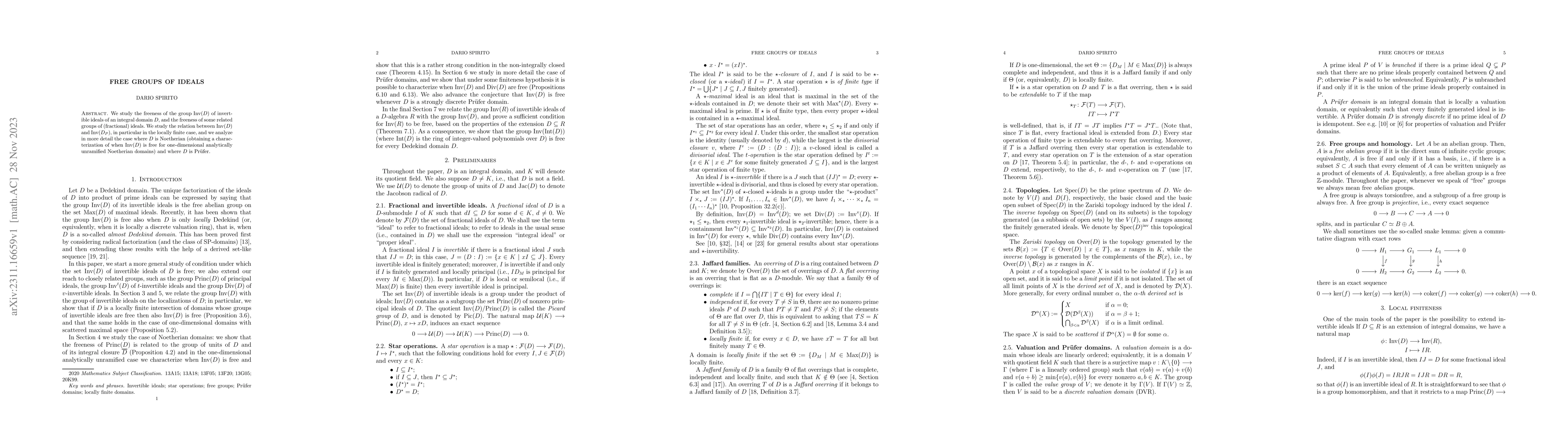 Thumbnail for Free groups of ideals
