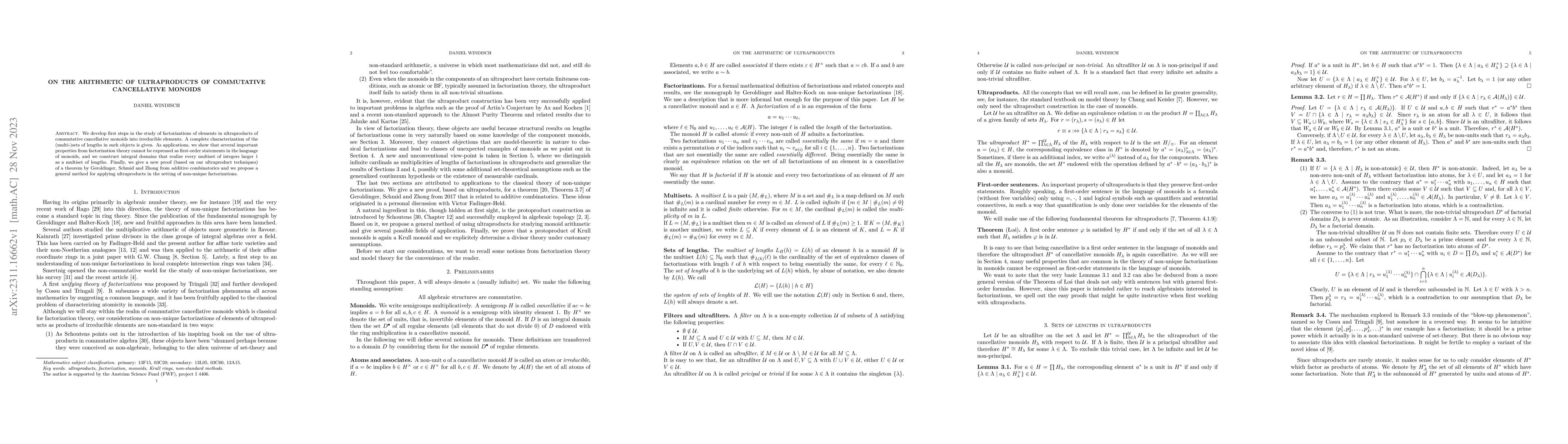 Thumbnail for On the arithmetic of ultraproducts of commutative cancellative monoids