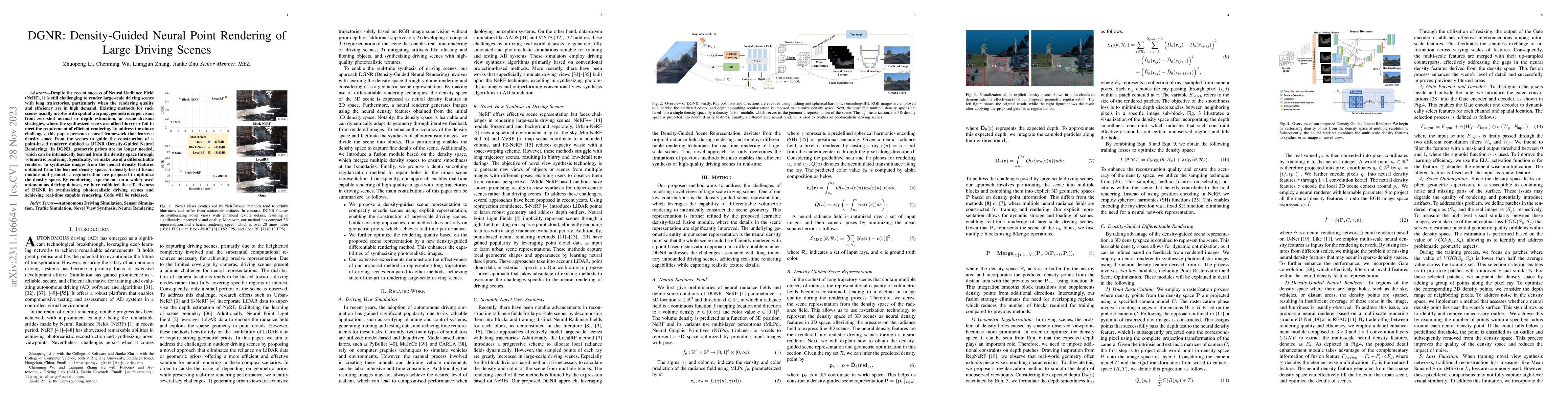 Thumbnail for DGNR: Density-Guided Neural Point Rendering of Large Driving Scenes