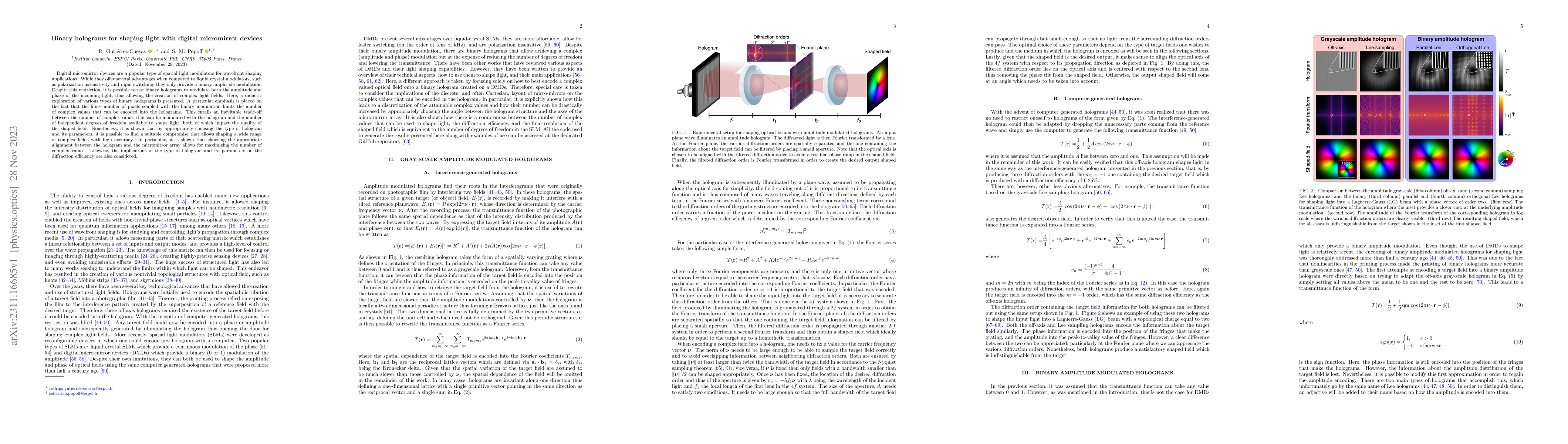 Thumbnail for Binary holograms for shaping light with digital micromirror devices