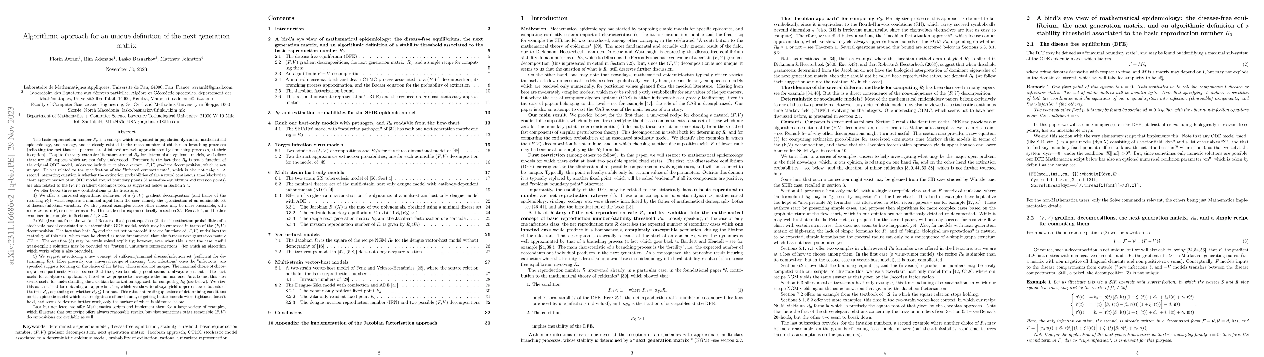 Thumbnail for Algorithmic approach for an unique definition of the next generation
  matrix