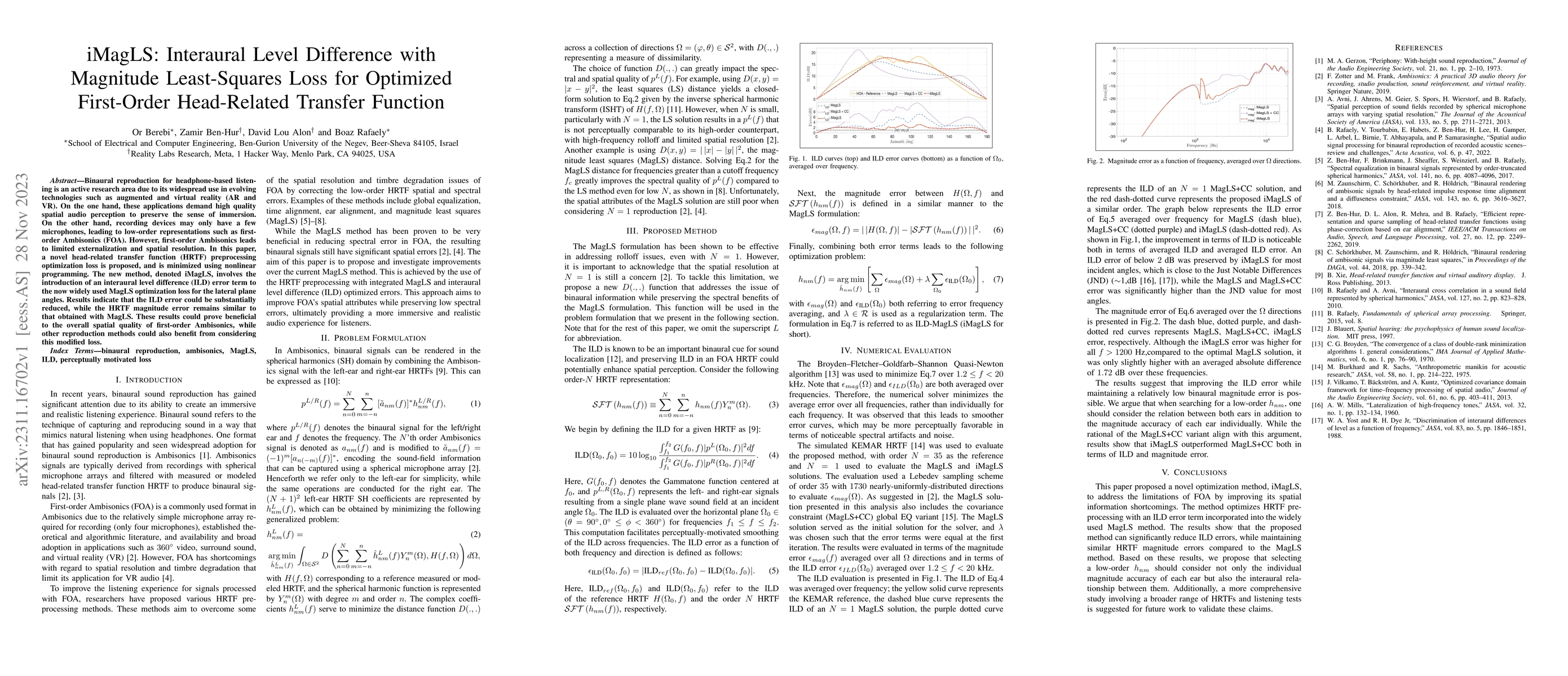 Thumbnail for iMagLS: Interaural Level Difference with Magnitude Least-Squares Loss
  for Optimized First-Order Head-Related Transfer Function