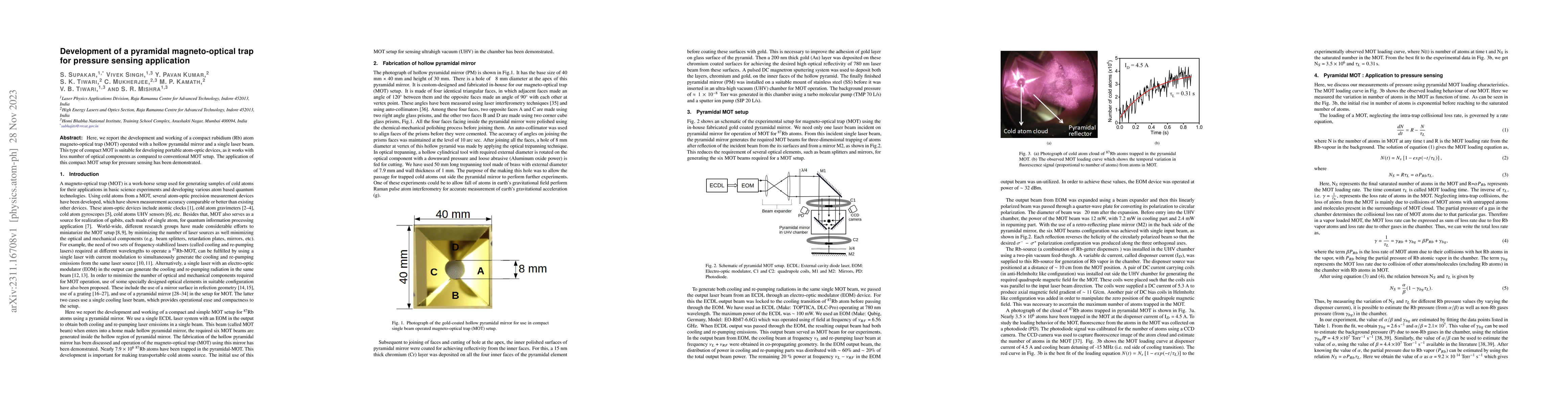 Thumbnail for Development of a pyramidal magneto-optical trap for pressure sensing
  application