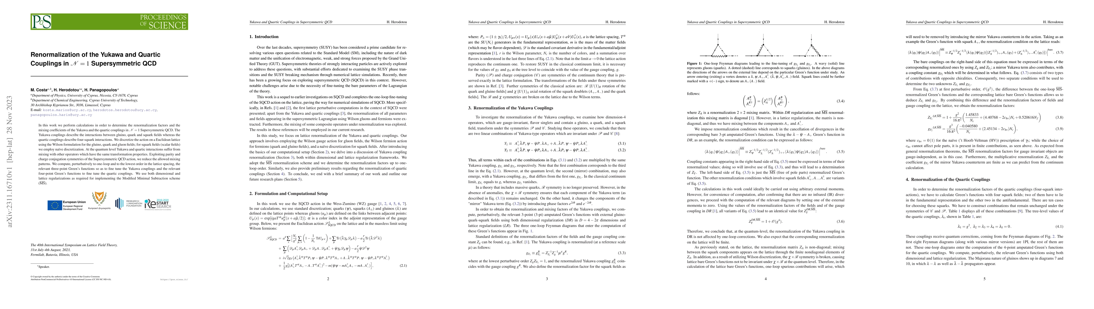 Thumbnail for Renormalization of the Yukawa and Quartic Couplings in $\mathcal{N} = 1$
  Supersymmetric QCD