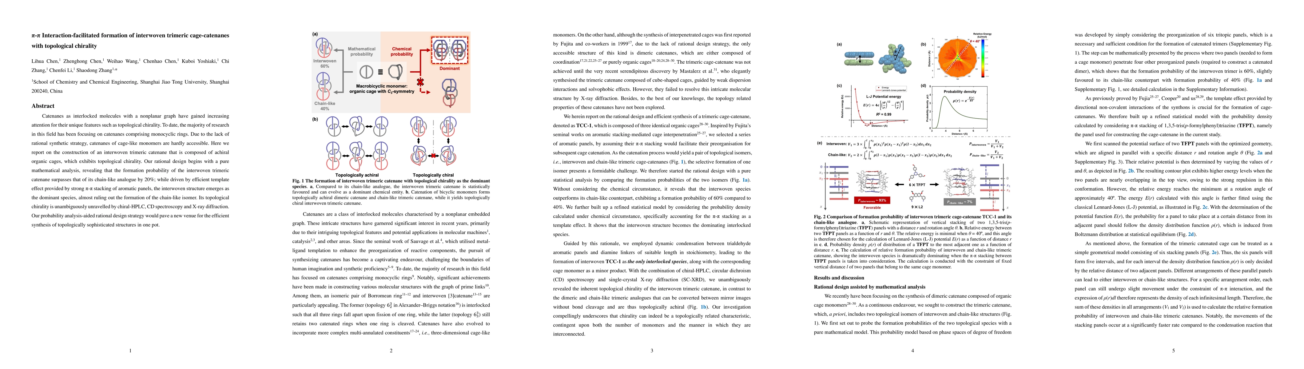 Thumbnail for {\pi}-{\pi} Interaction-facilitated formation of interwoven trimeric
  cage-catenanes with topological chirality