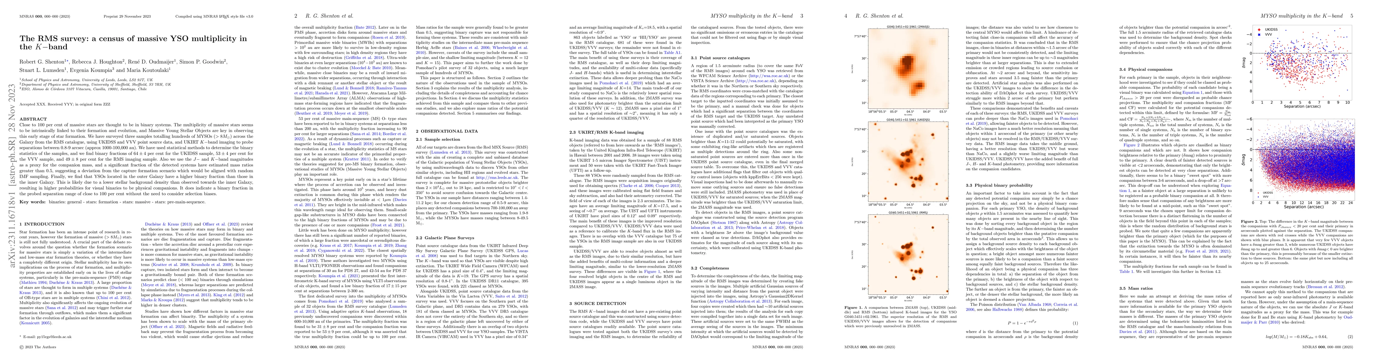 Thumbnail for The RMS survey: a census of massive YSO multiplicity in the $K$-band