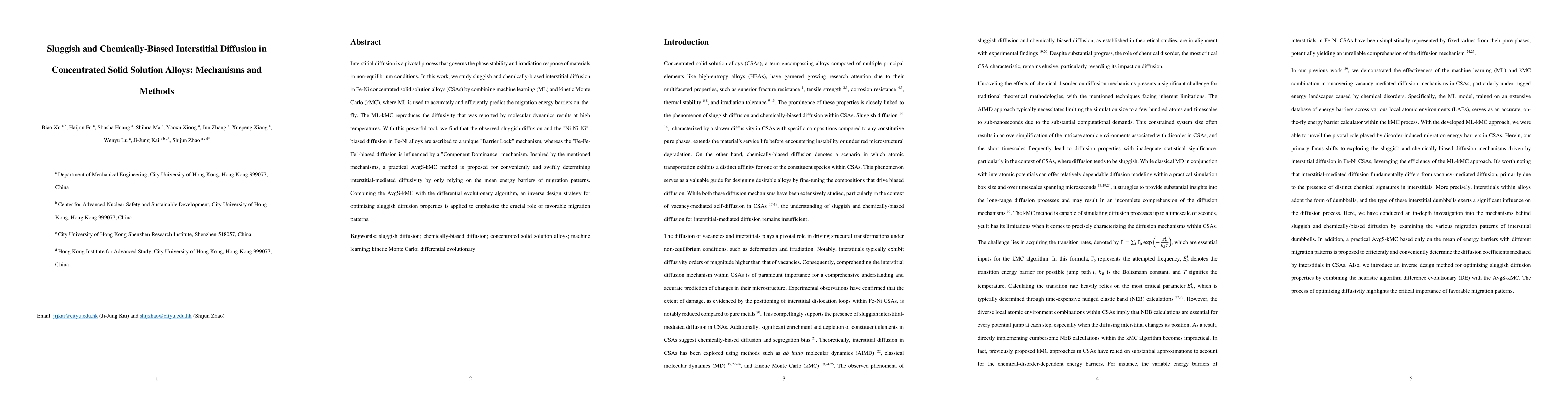 Thumbnail for Sluggish and Chemically-Biased Interstitial Diffusion in Concentrated
  Solid Solution Alloys: Mechanisms and Methods