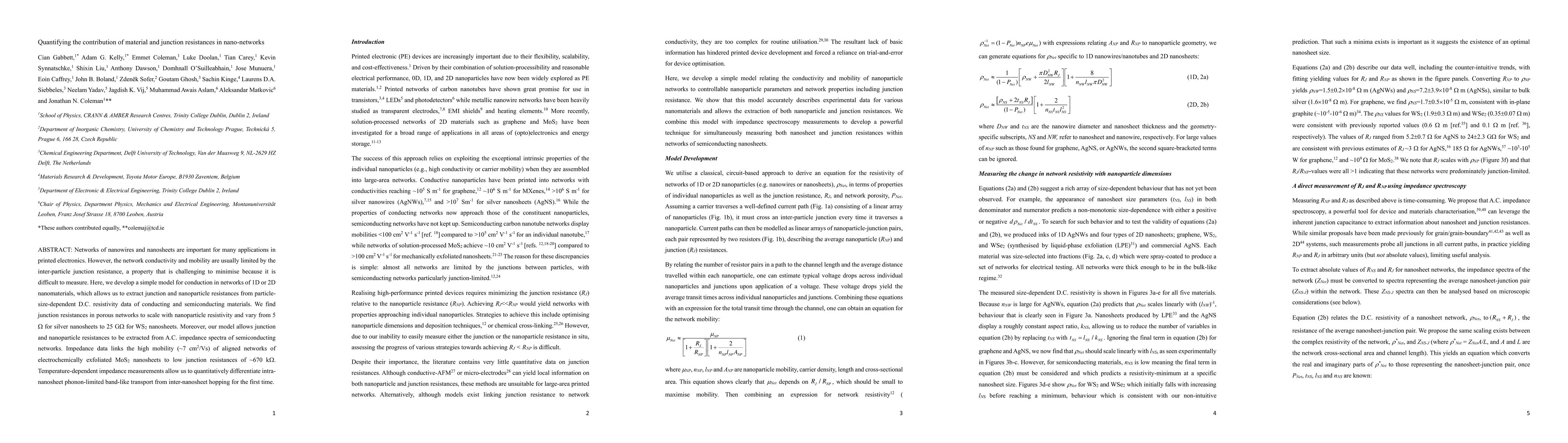 Thumbnail for Quantifying the contribution of material and junction resistances in
  nano-networks