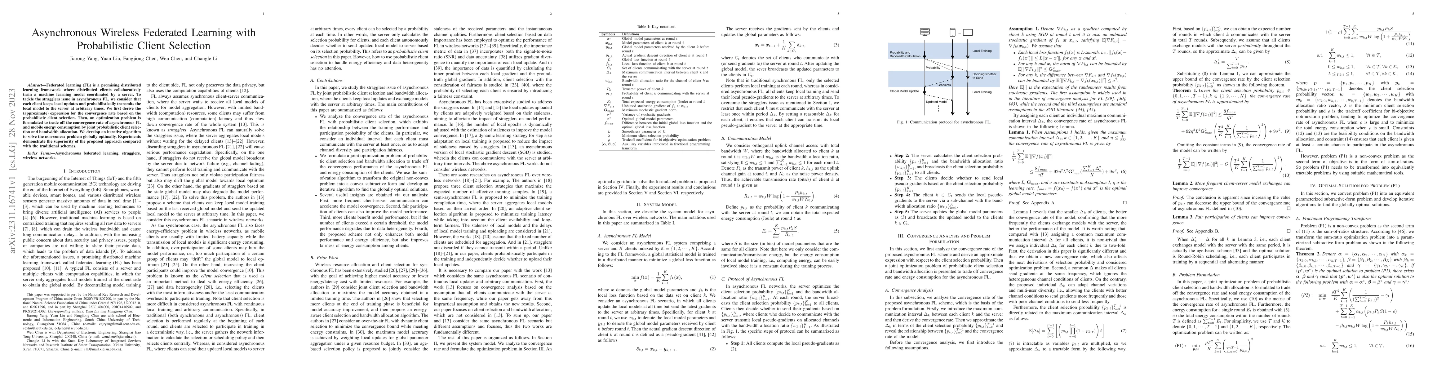 Thumbnail for Asynchronous Wireless Federated Learning with Probabilistic Client
  Selection