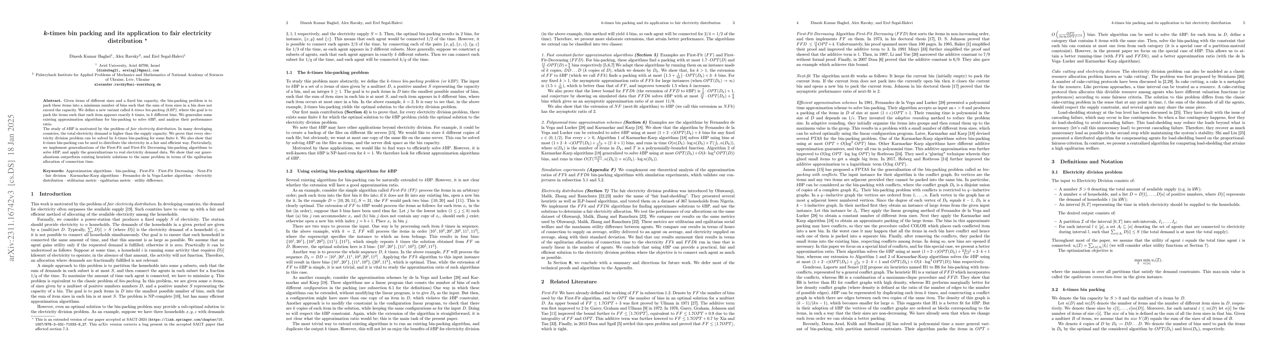 Thumbnail for $k$-times bin packing and its application to fair electricity
  distribution