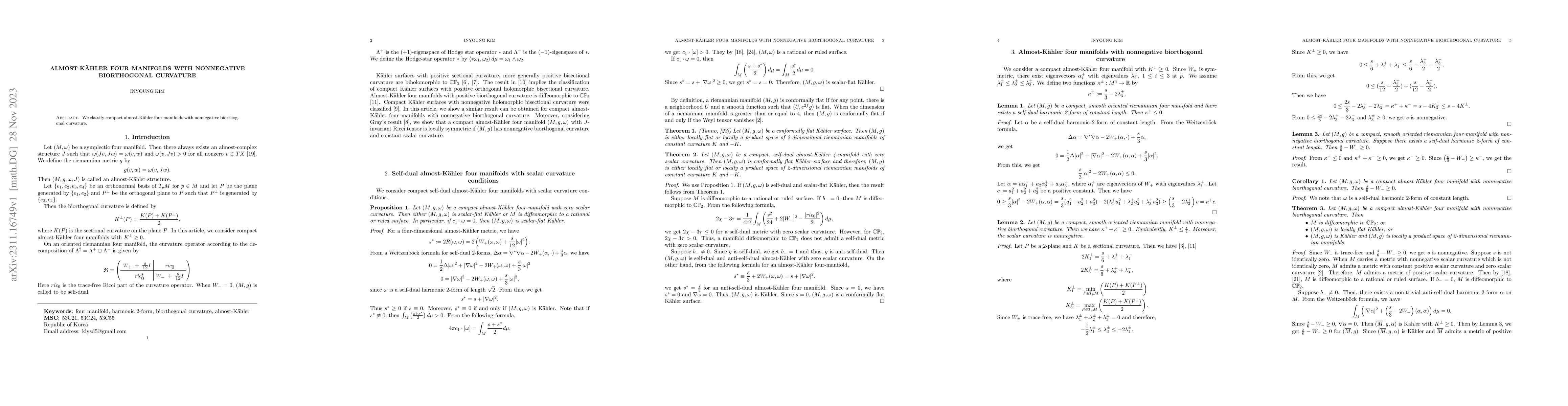 Thumbnail for Almost-K\"ahler four manifolds with nonnegative biorthogonal curvature