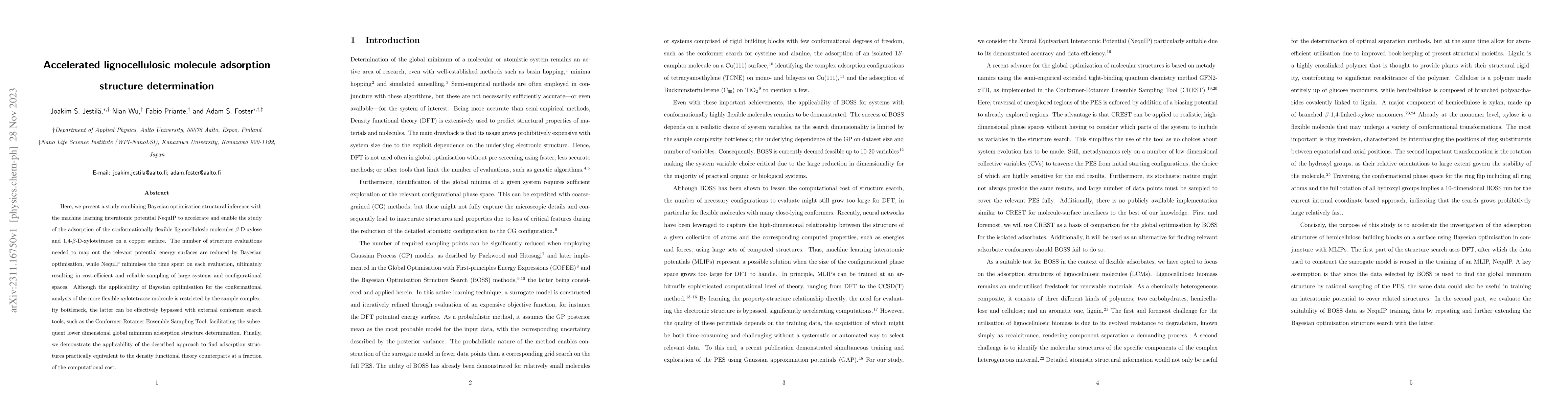 Thumbnail for Accelerated lignocellulosic molecule adsorption structure determination