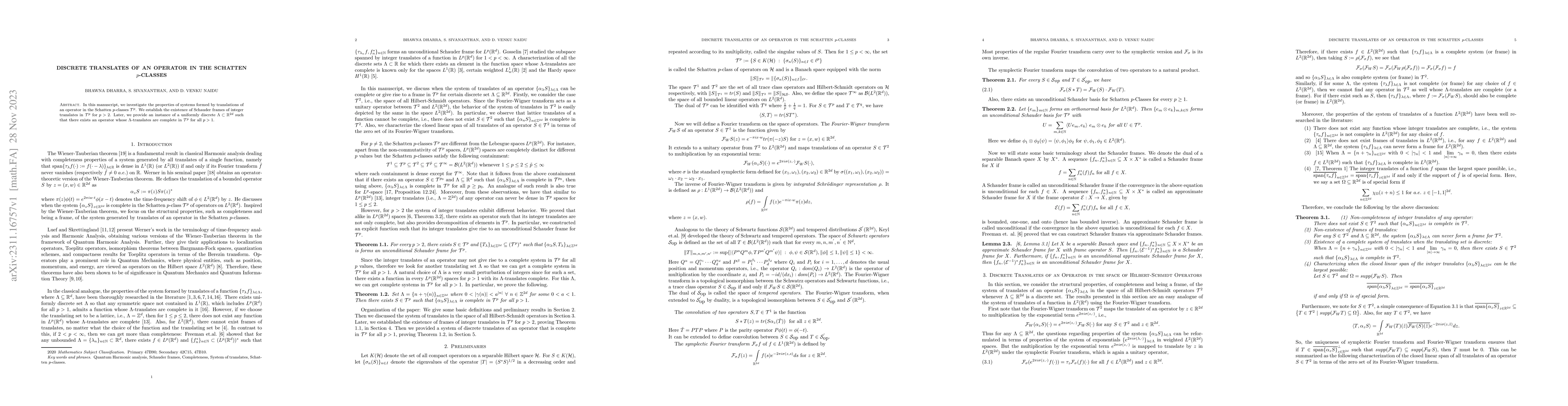 Thumbnail for Discrete Translates of an Operator in the Schatten $p$-Classes