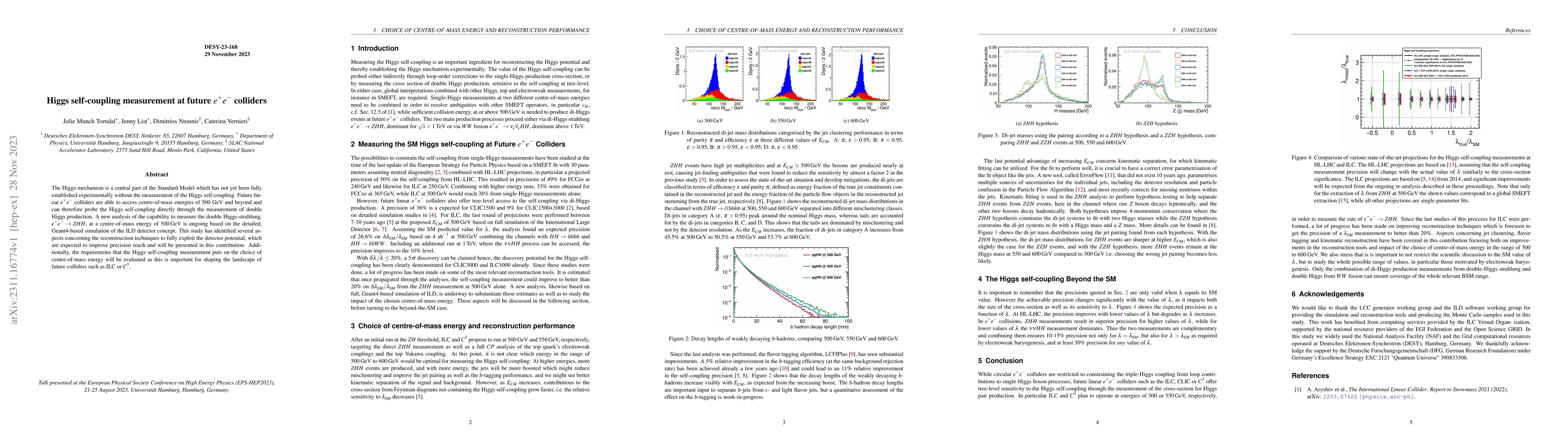 Thumbnail for Higgs self-coupling measurement at future $e^+e^-$ colliders