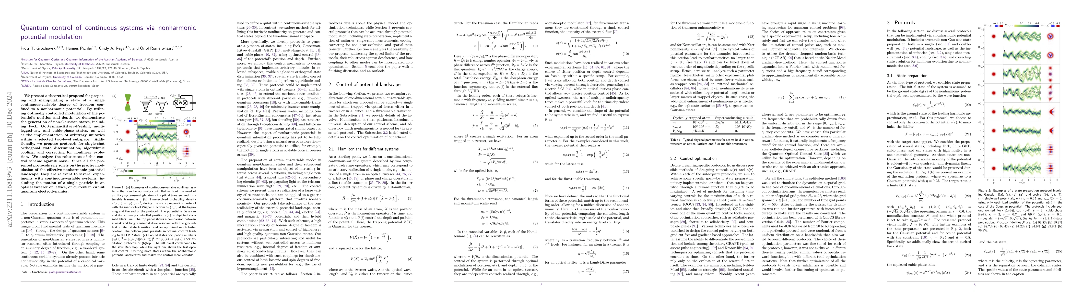 Thumbnail for Quantum control of continuous systems via nonharmonic potential
  modulation