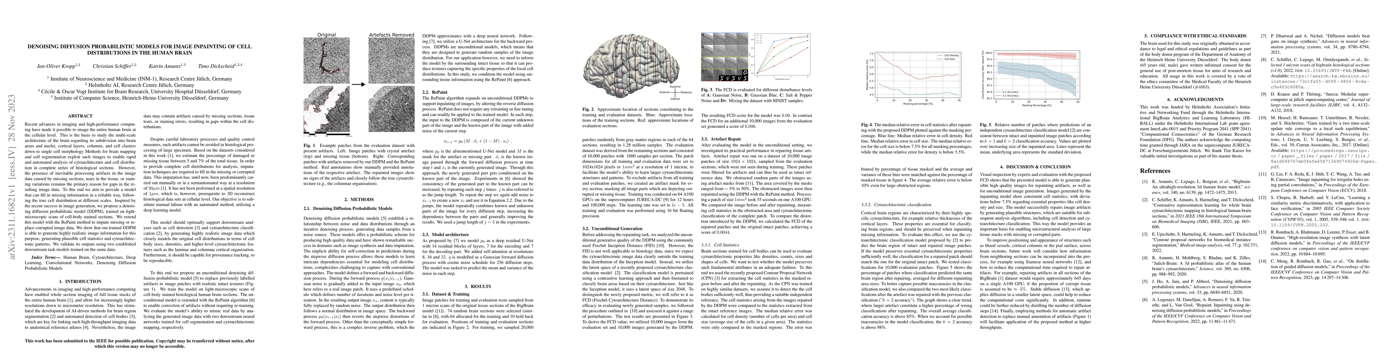 Thumbnail for Denoising Diffusion Probabilistic Models for Image Inpainting of Cell
  Distributions in the Human Brain