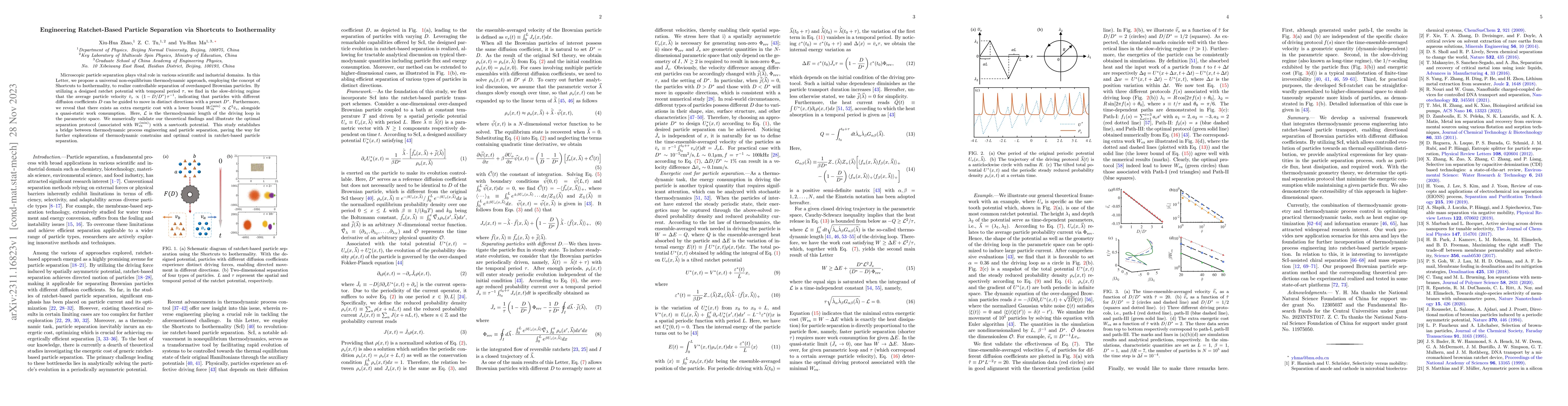 Thumbnail for Engineering Ratchet-Based Particle Separation via Shortcuts to
  Isothermality