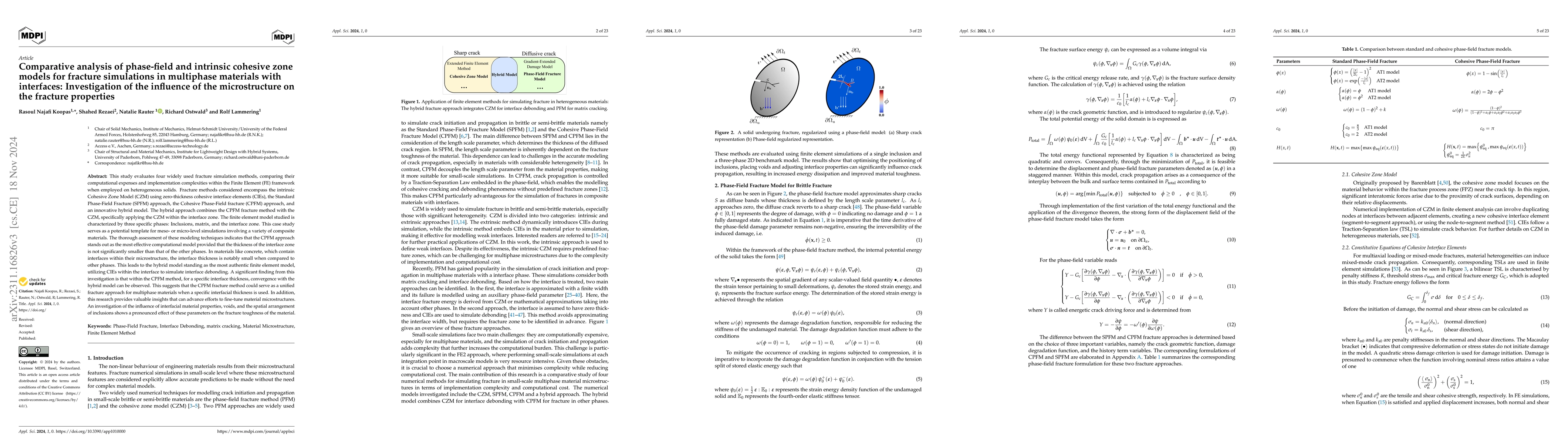 Thumbnail for Comparative analysis of phase-field and intrinsic cohesive zone models
  for fracture simulations in multiphase materials with interfaces:
  Investigation of the influence of the microstructure on the fracture
  properties