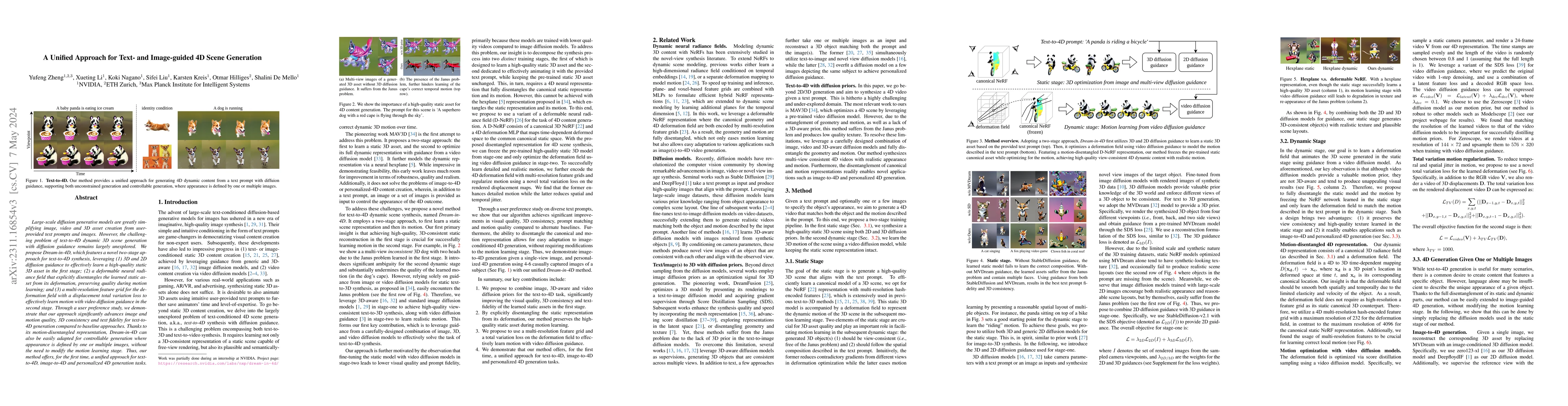 Thumbnail for A Unified Approach for Text- and Image-guided 4D Scene Generation
