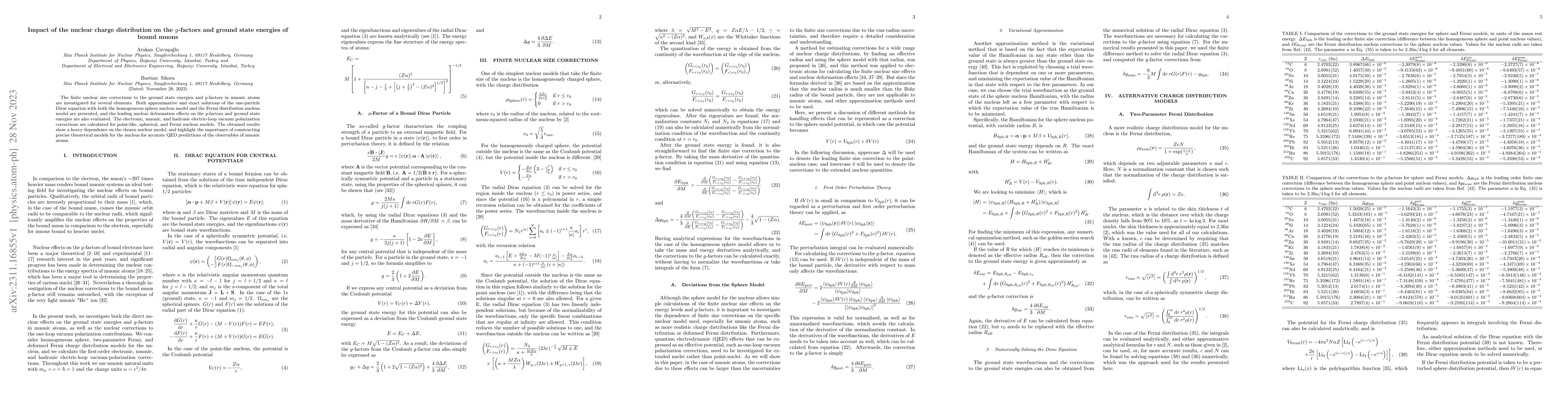 Thumbnail for Impact of the nuclear charge distribution on the g-factors and ground
  state energies of bound muons