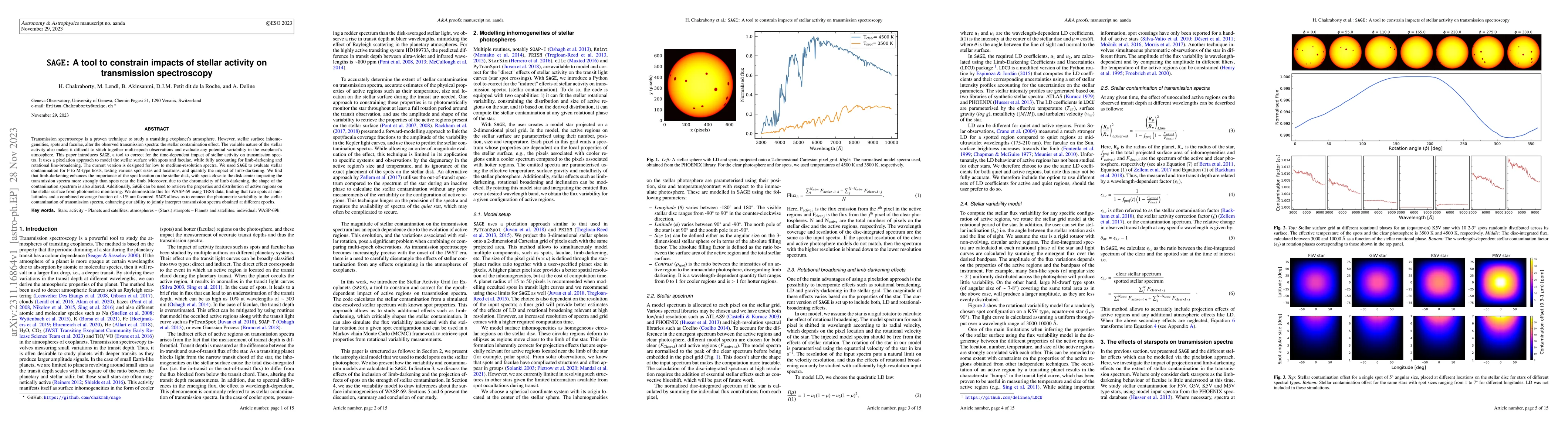 Thumbnail for SAGE: A tool to constrain impacts of stellar activity on transmission
  spectroscopy