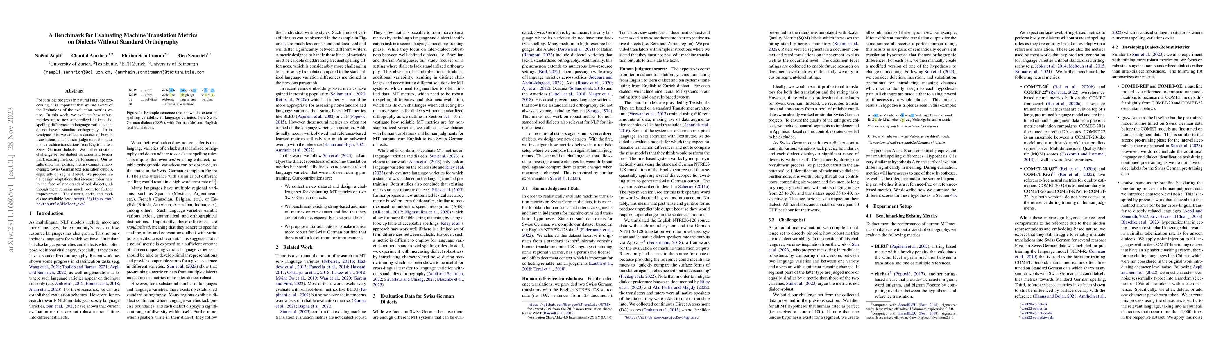Thumbnail for A Benchmark for Evaluating Machine Translation Metrics on Dialects
  Without Standard Orthography