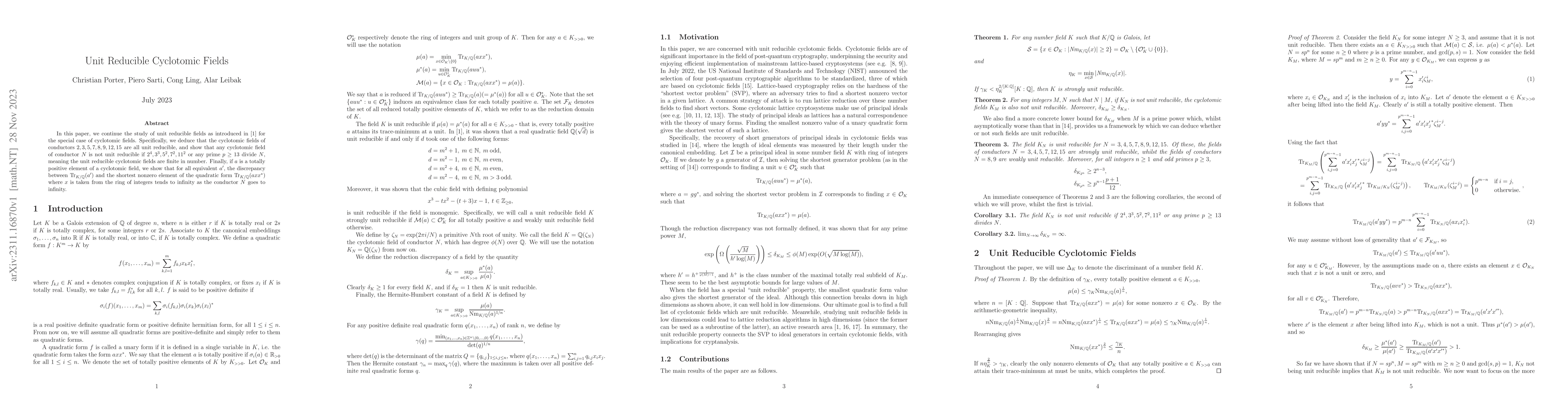 Thumbnail for Unit Reducible Cyclotomic Fields