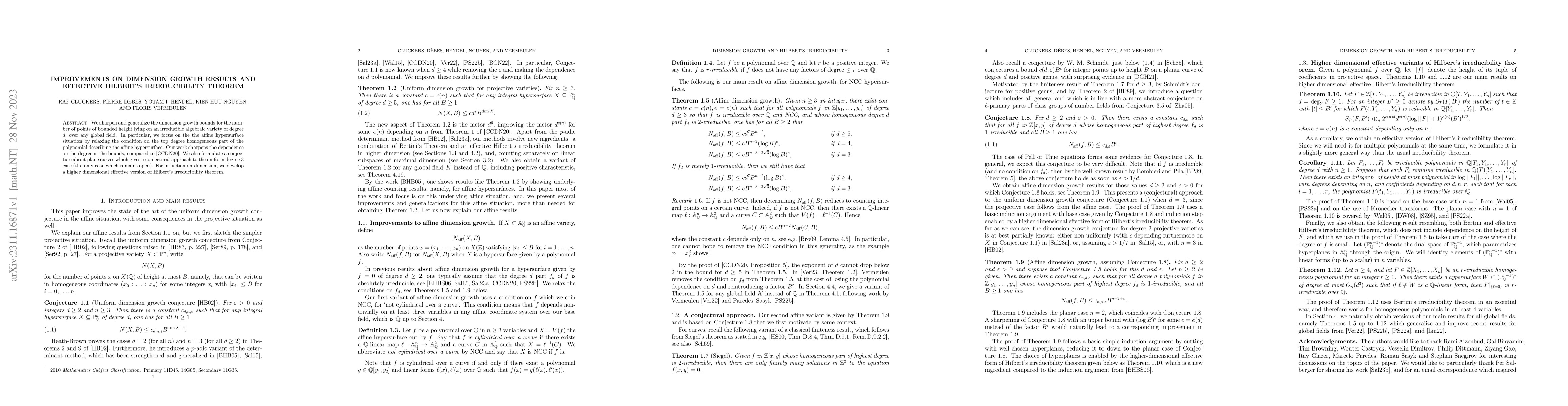 Thumbnail for Improvements on dimension growth results and effective Hilbert's
  irreducibility theorem