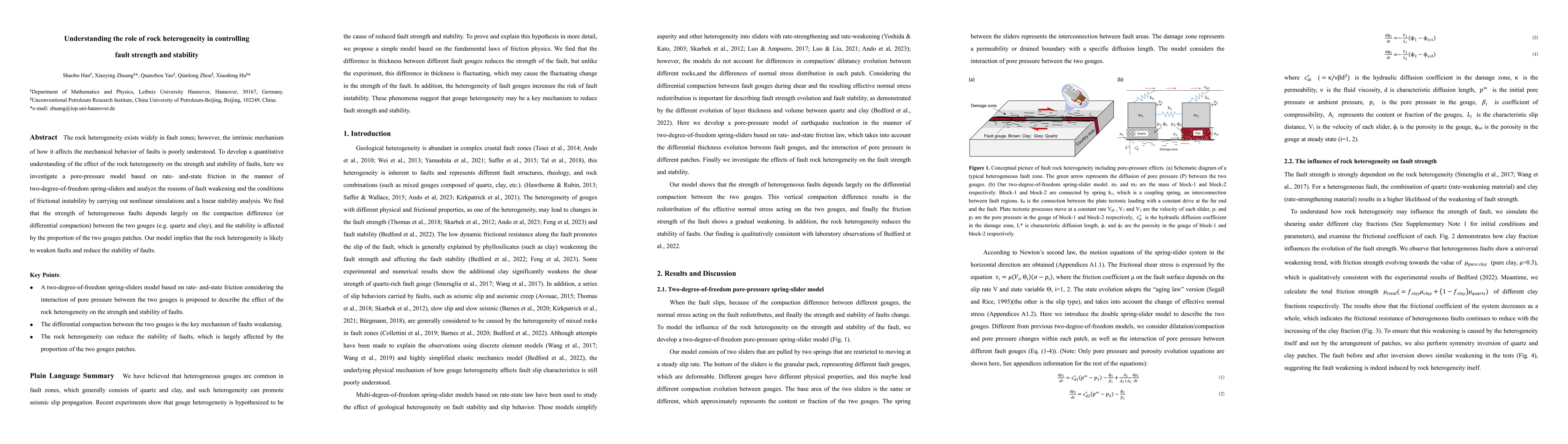Thumbnail for Understanding the role of rock heterogeneity in controlling fault
  strength and stability