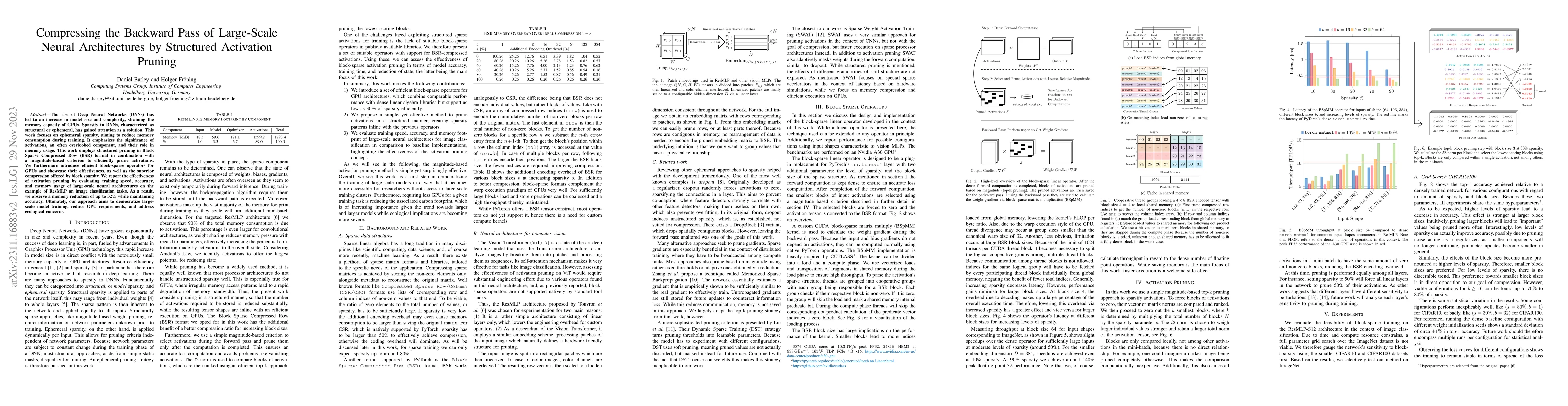 Thumbnail for Compressing the Backward Pass of Large-Scale Neural Architectures by
  Structured Activation Pruning