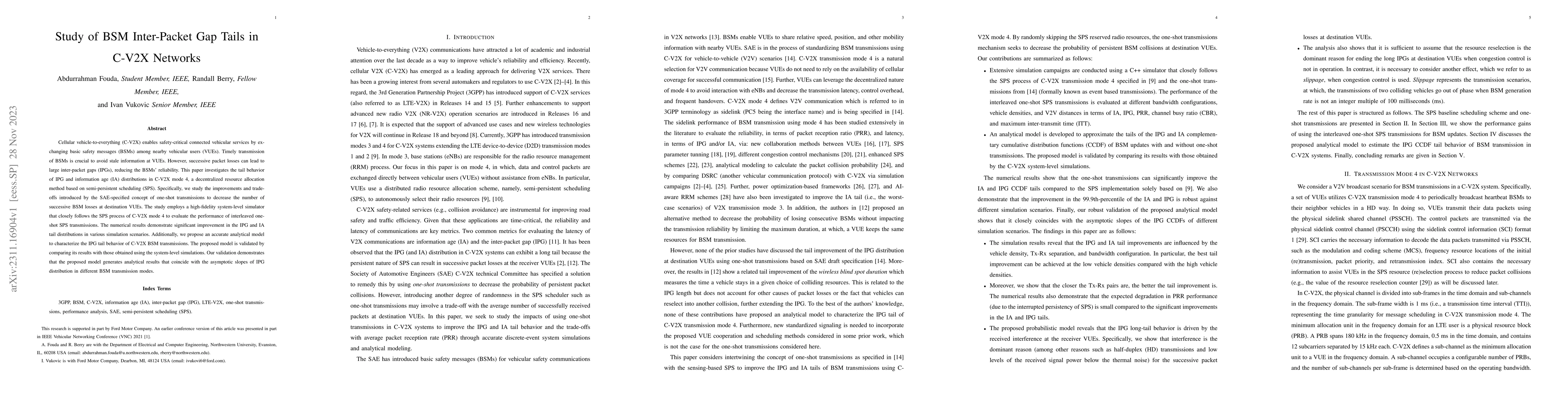 Thumbnail for Study of BSM Inter-Packet Gap Tails in C-V2X Networks