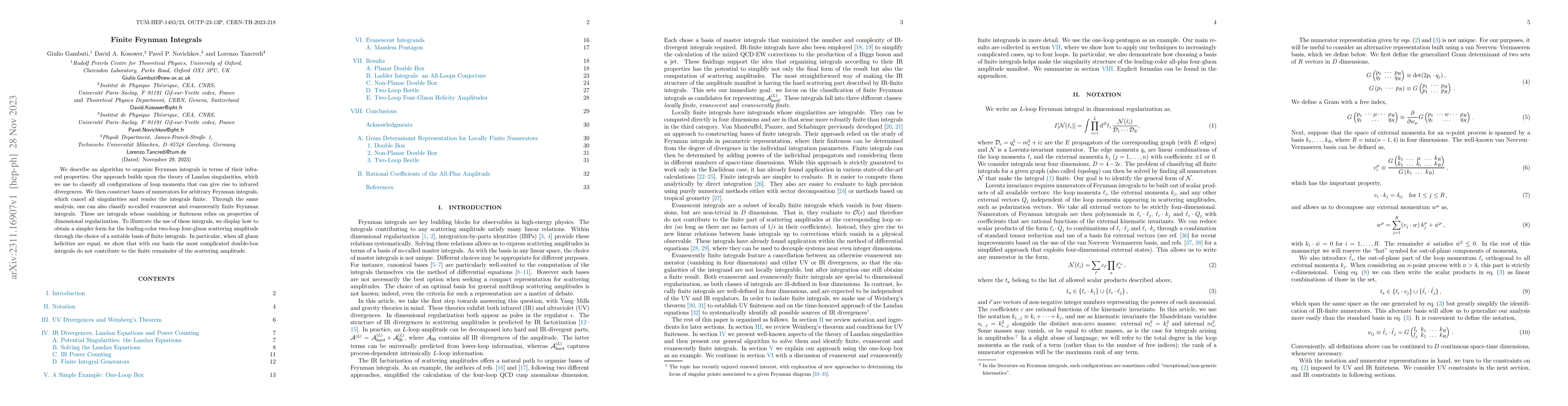 Thumbnail for Finite Feynman Integrals
