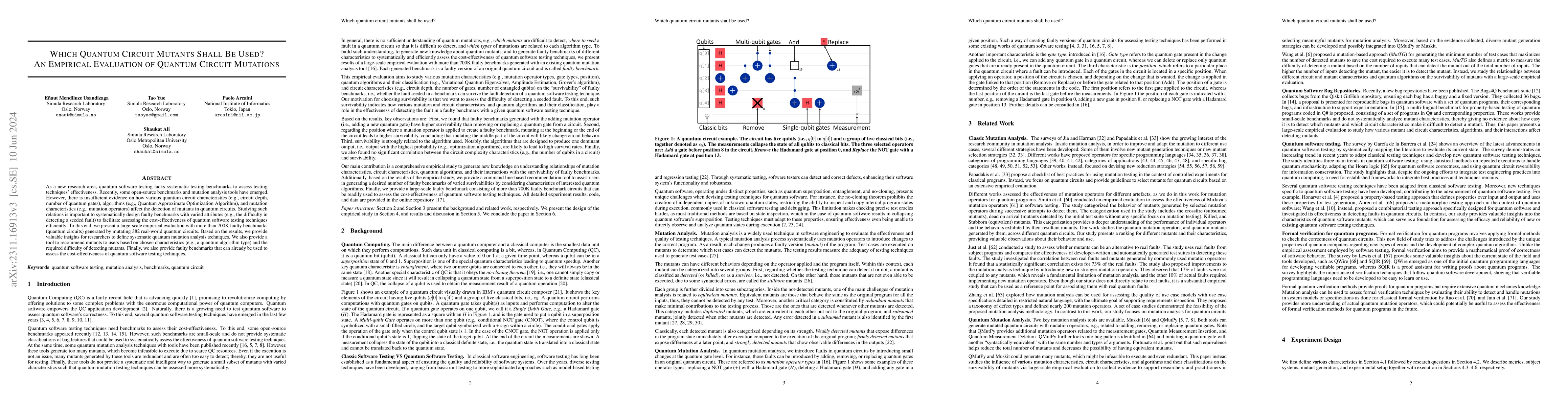 Thumbnail for Which Quantum Circuit Mutants Shall Be Used? An Empirical Evaluation of
  Quantum Circuit Mutations