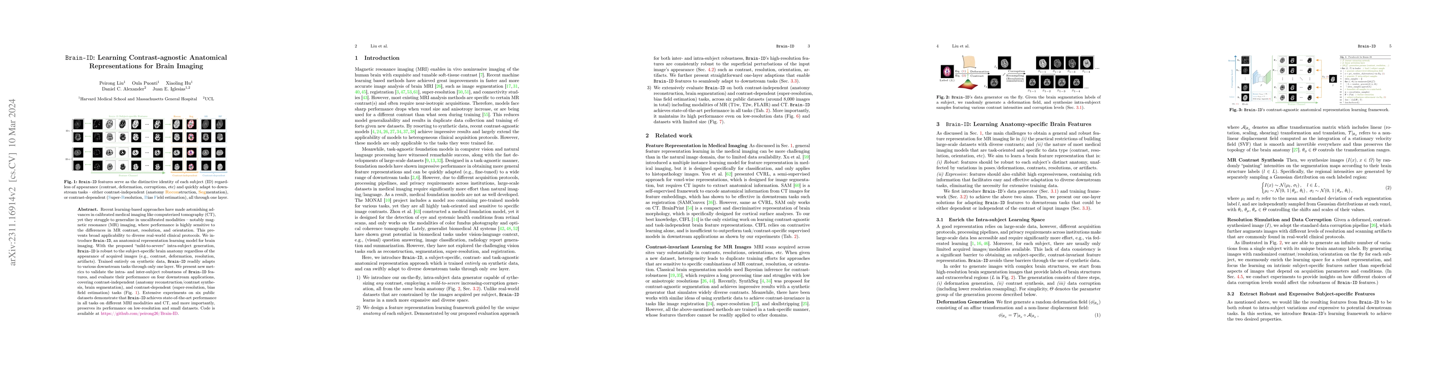 Thumbnail for Brain-ID: Learning Contrast-agnostic Anatomical Representations for
  Brain Imaging