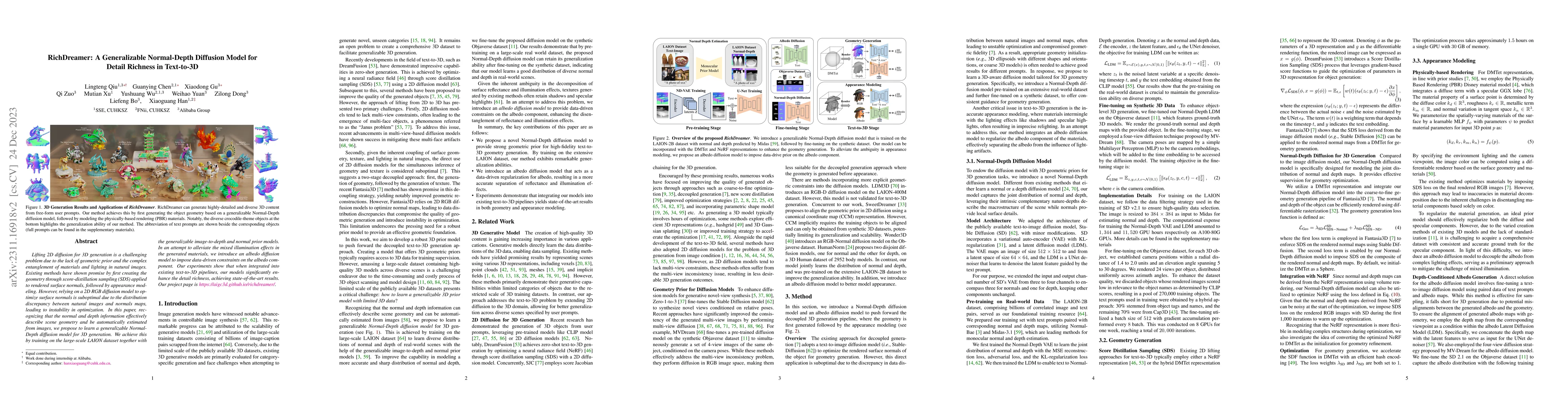 Thumbnail for RichDreamer: A Generalizable Normal-Depth Diffusion Model for Detail
  Richness in Text-to-3D